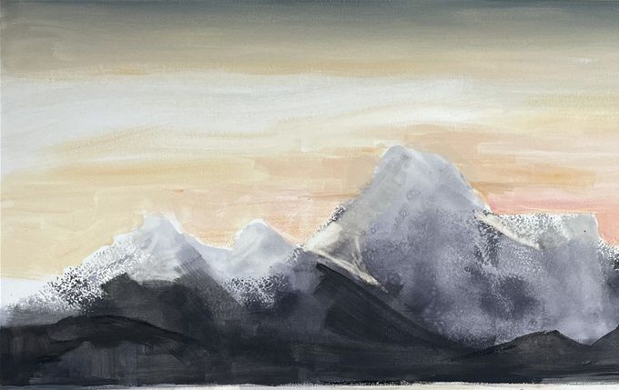 We tripantu en el Reloncavi, invierno 2022. Tintas y acrilico sobre tela, 110 x70 cm