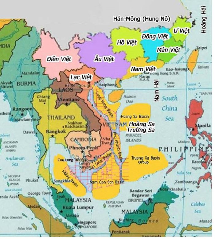 
Từ ngàn xưa, cương th̉ô Bách Vịêt không ph̉ai ch̉i từ Cao Bằng-Ḷang Sơn đến Ca Mâu-Minh H̉ai, mà còn bao gồm như b̉an đồ đ̣ia hình này.  