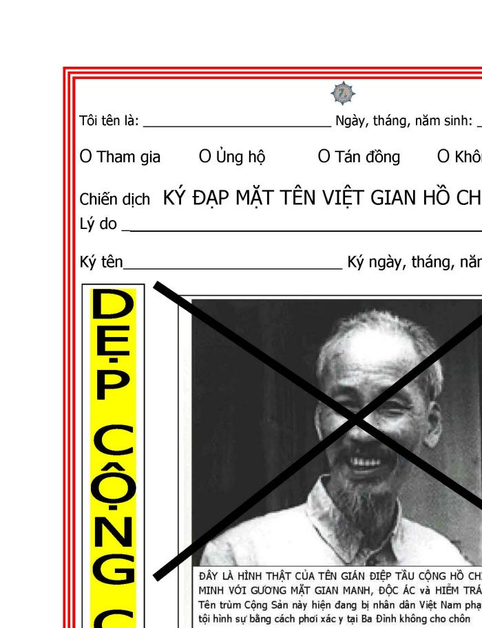 Mẫu KÝ Đ̣AP ṂĂT TÊN VIỆT GIAN HỒ CHÍ MINH