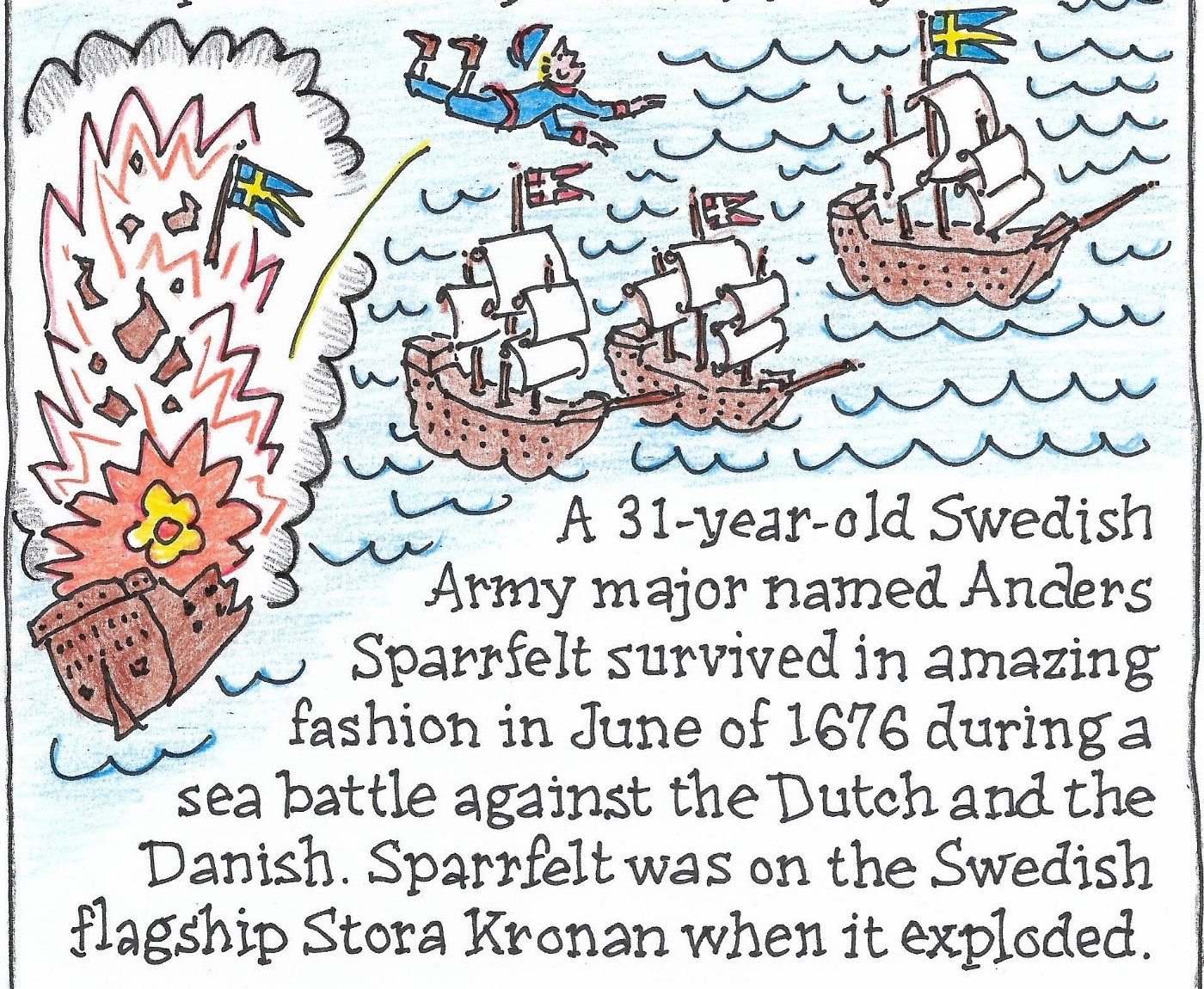 Artist's impression of Anders Sparrfelt's flight