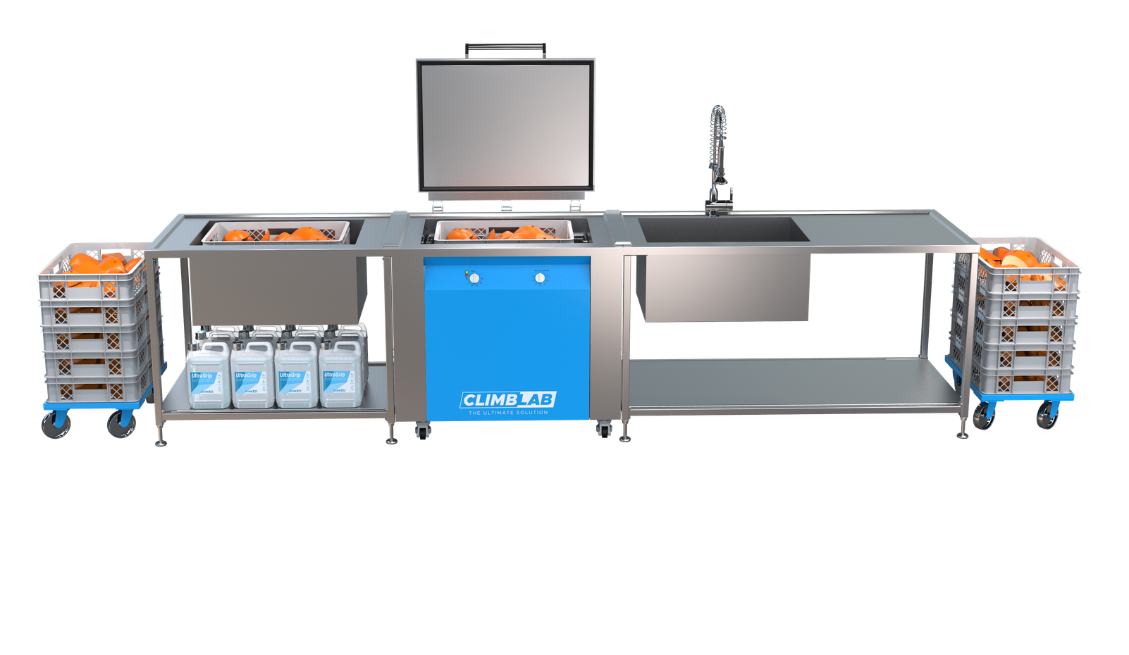 Ultrasonic cleaning of climbing holds