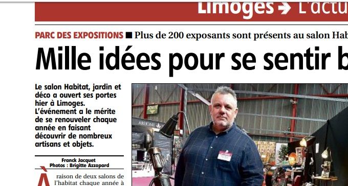 Article dans le journal Le Populaire du Centre pour le salon de l'habitat et de la décoration de Limoges