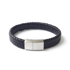 Bredt herre armbånd i sort læder