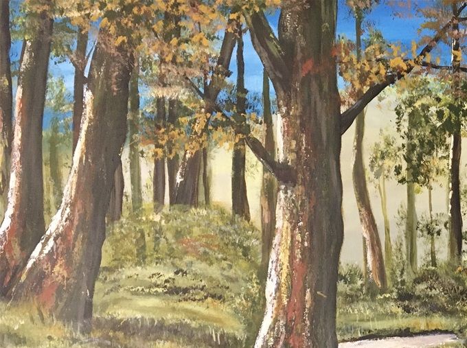 Jardín Inglés. Múnich. Milanés 2020. Acrílico 80x60 cm.  Vendido