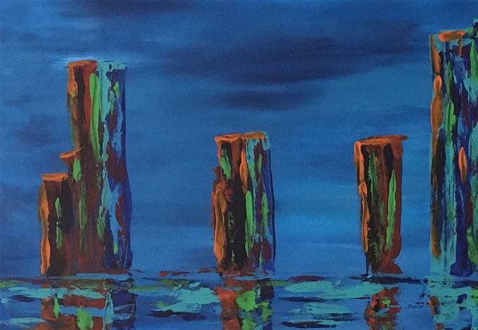 El viejo espigón. Milanés 2020. Acrílico. 100x70cm.