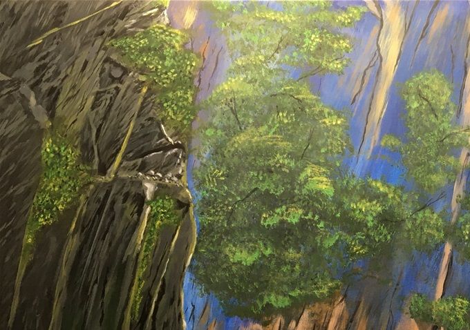 Pesca al vuelo. Milanés 2020. Acrílico 100x70cm