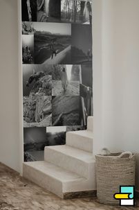 vakantie-woning-trap-collage-behang-zwart-wit