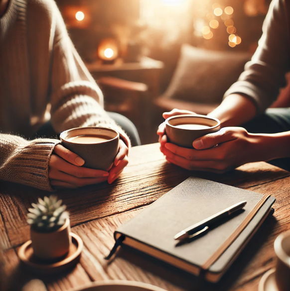 Foto gesprek met koffie