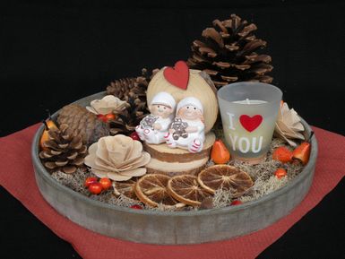 Bloemstukje kerst, liefde, vruchten
