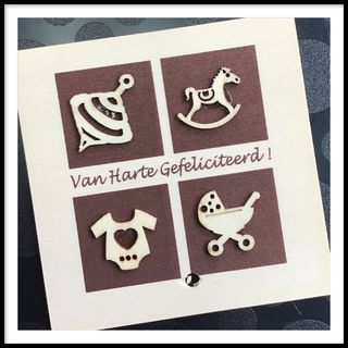 Geboorte gefeliciteerd, houten figuurtjes