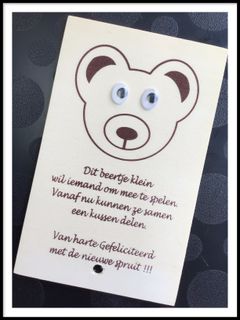 Houten wenskaart beertje