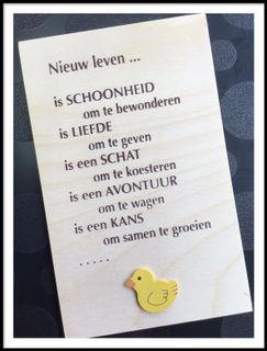 Houten wenskaart nieuw leven