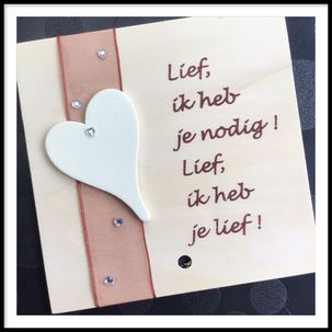 Houten wenskaart lief