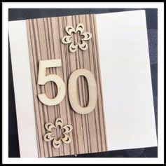 Houten wenskaart verjaardag 50