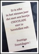 Houten wenskaart chocolade