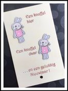 Houten wenskaart knuffel konijn