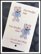 Houten wenskaart knuffel beer