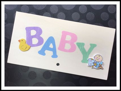 Houten wenskaart baby boy