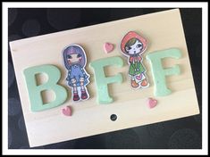 Houten wenskaart BFF groen