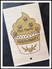 Houten wenskaart gefelicitaart
