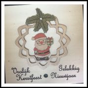 Houten wenskaart kerstman