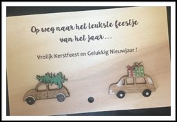 Houten wenskaart kerstfeest