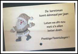Houten wenskaart kerstman