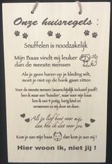 Muurplaat huisregels hond