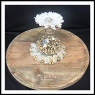 houten schaal met bloemetjes