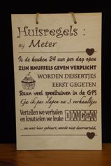 Muurplaten huisregels Meter