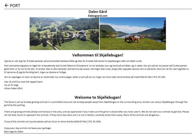 Skilt ved parkering badeland Skjellebugan