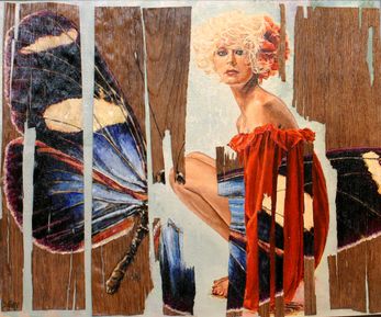 Blonde au papillon - 55x46