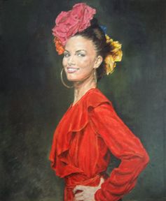 Dame en rouge - 59x71