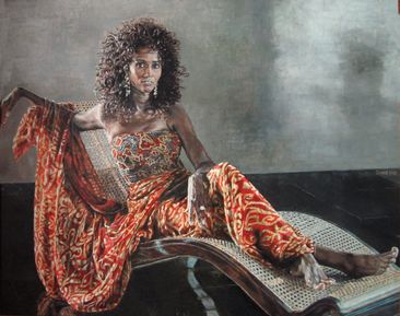 Dame en rouge assise - 81x65