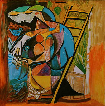 Farmer's Wife on a Stepladder