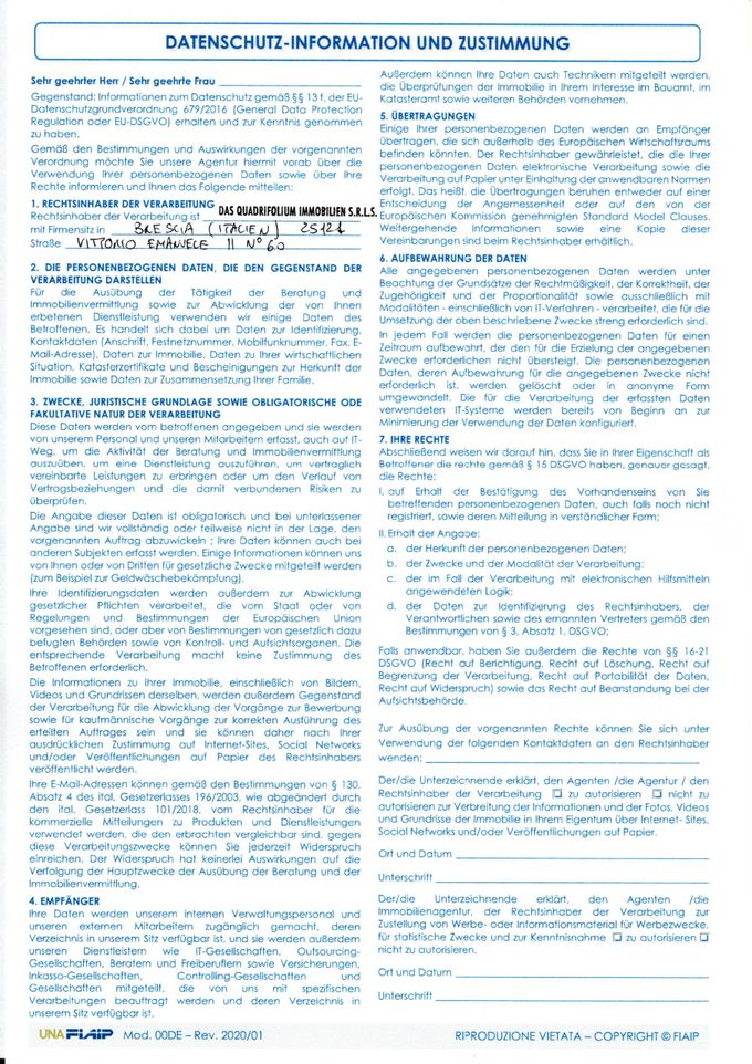 DATENSCHUTZ- INFORMATION UND ZUSTIMMUNG.