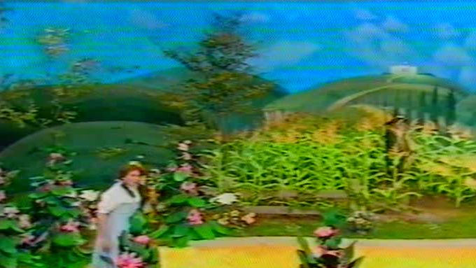 'Dorothy' - Stanley Baxter- and the yellow brick road.The rolling hills were about 12 feet high!