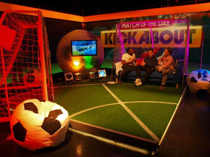 chatting with BBC Match magazine editors in the Den
