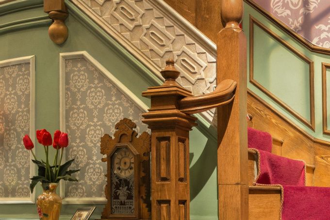Staircase detail. The carpeted area lifts out for puppeteers to walk up on an out-of-shot lower staircase