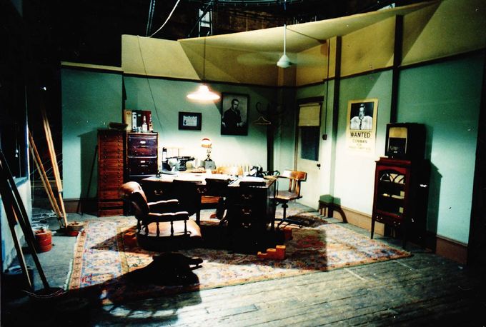 The Bogart office - with the 'Wanted' poster set on to a break through wall that one of Esther's co presenters broke out of.