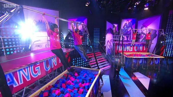 Hang On! New game for 2018 broadcast series 7- actually, when you're up there, it feels quite a drop!