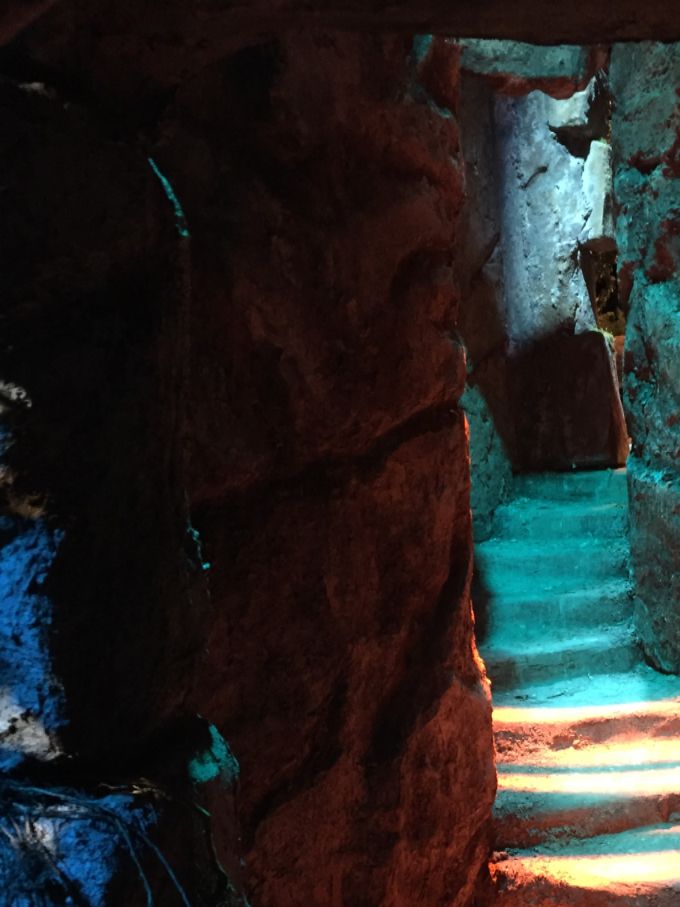 Steps down within the cave system