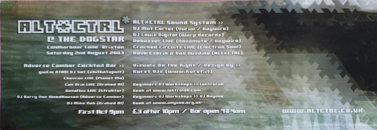 2003/08/02 AltCtrl @ The Dogstar (Flyer)