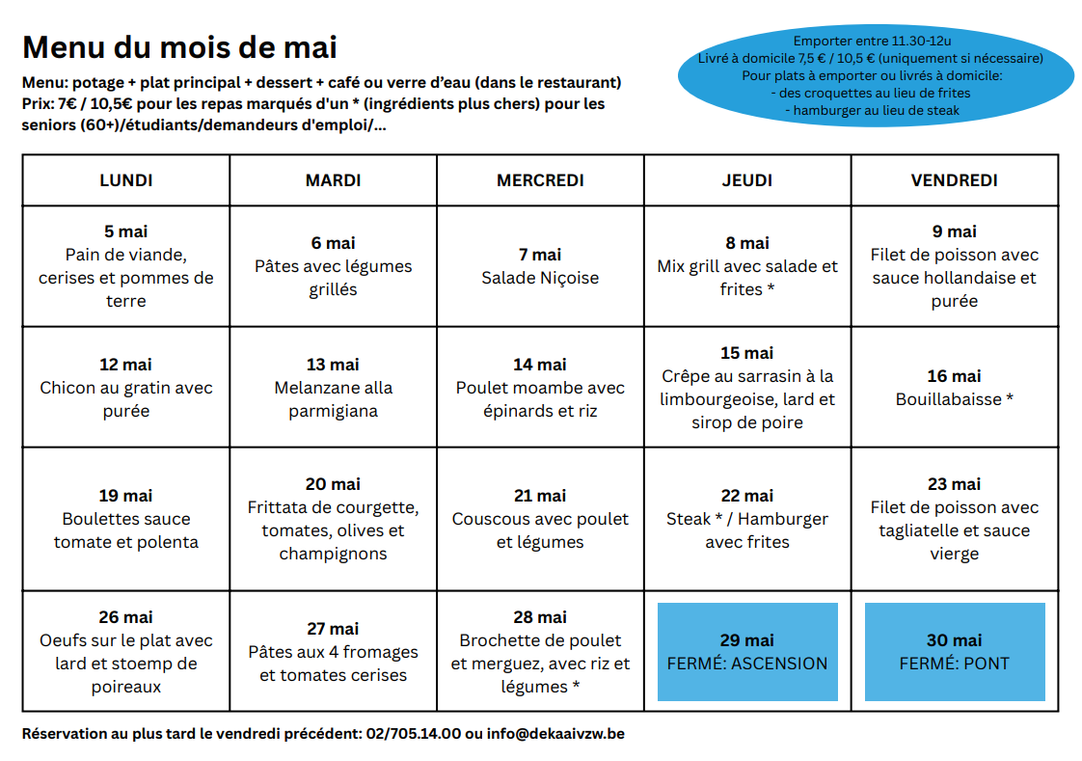 Menu de mois