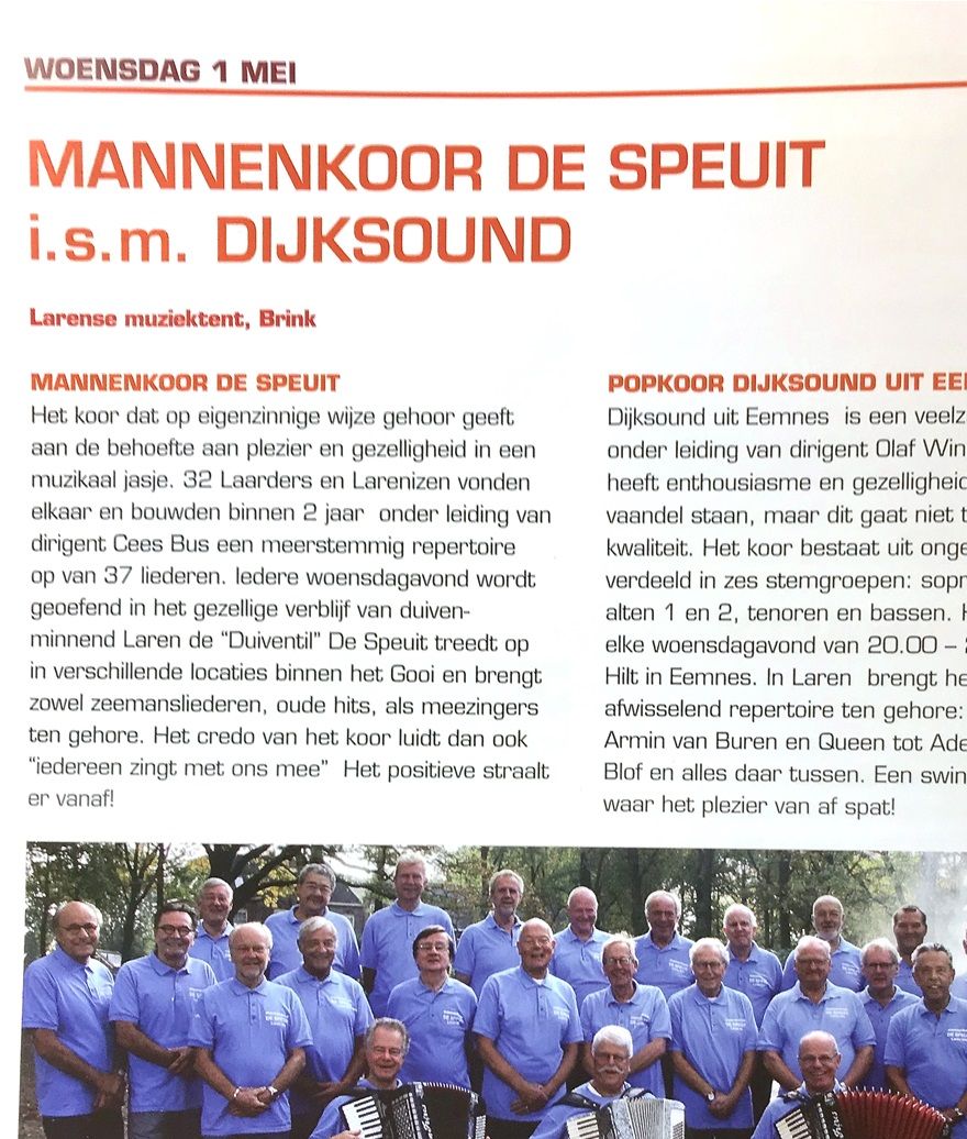 woensdag 1 mei 2019 in de vernieuwde muziektent op de Brink