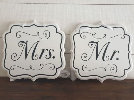Dos de chaise Mr & Mrs en bois
