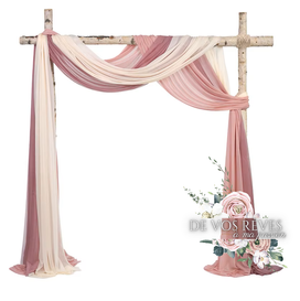Voilage Blush pink, mauve et ivoire en mousseline de soie