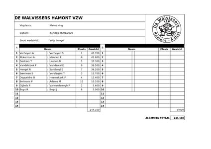 KR vrije hengel 26 jan