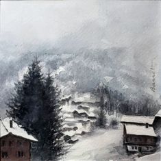 village sous la neige