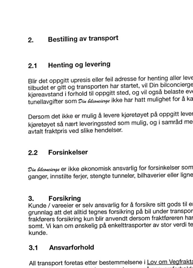 Vilkår side 3.
